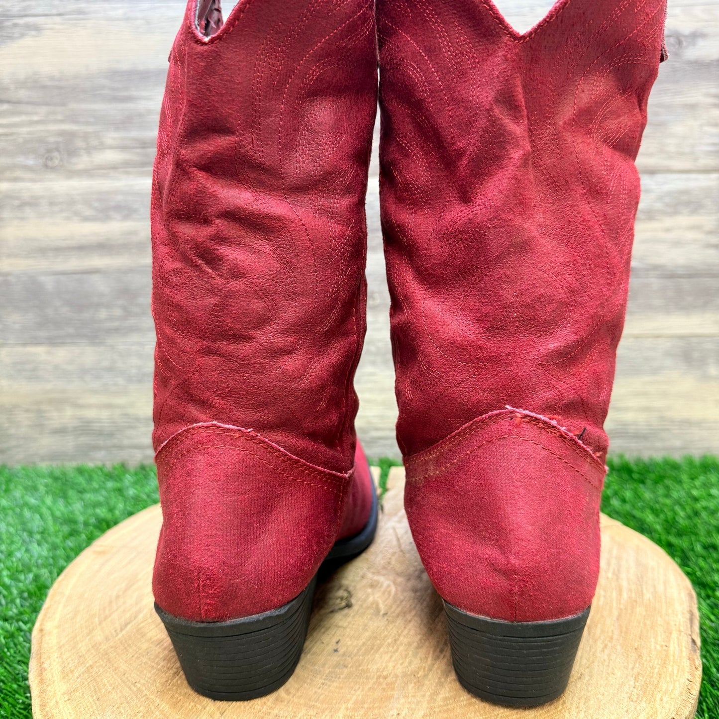 Rampage Women - Size 8M - Red Faux Soft Cowboy Boots Walden