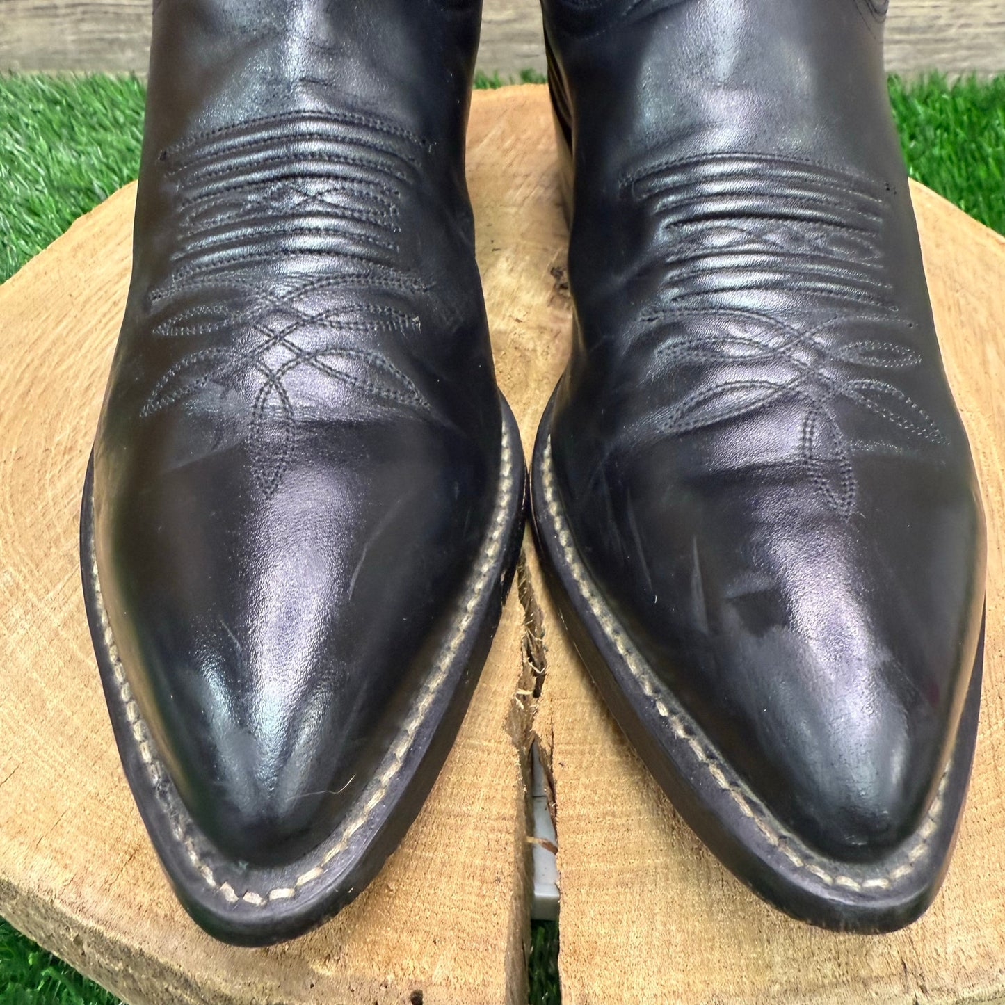 Justin Men - Size 8.5EE - Black Stitched Cowboy Boots Style 1408