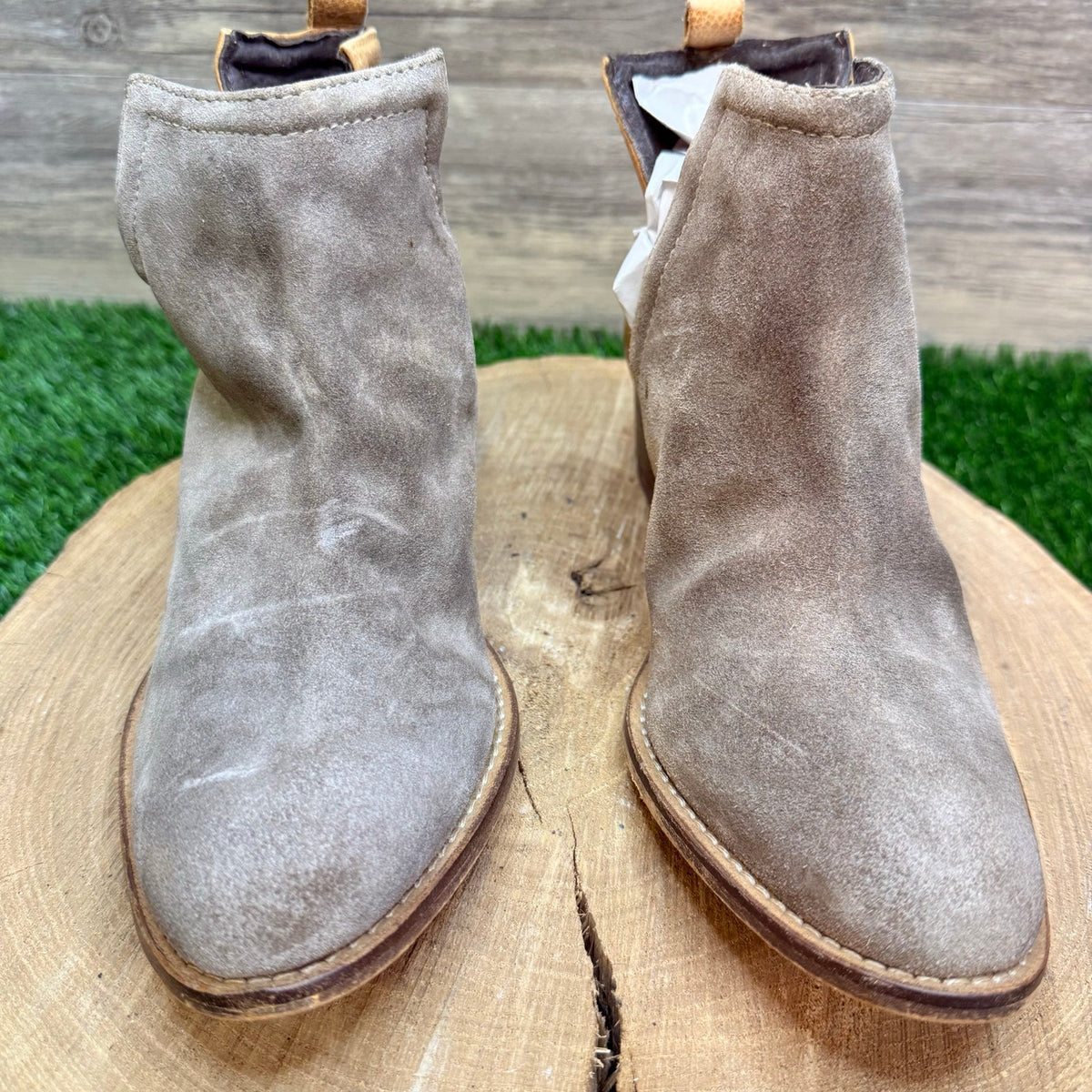 Diba True Women - Size 7M - Gray / Tan Suede Ankle Boots Stop By