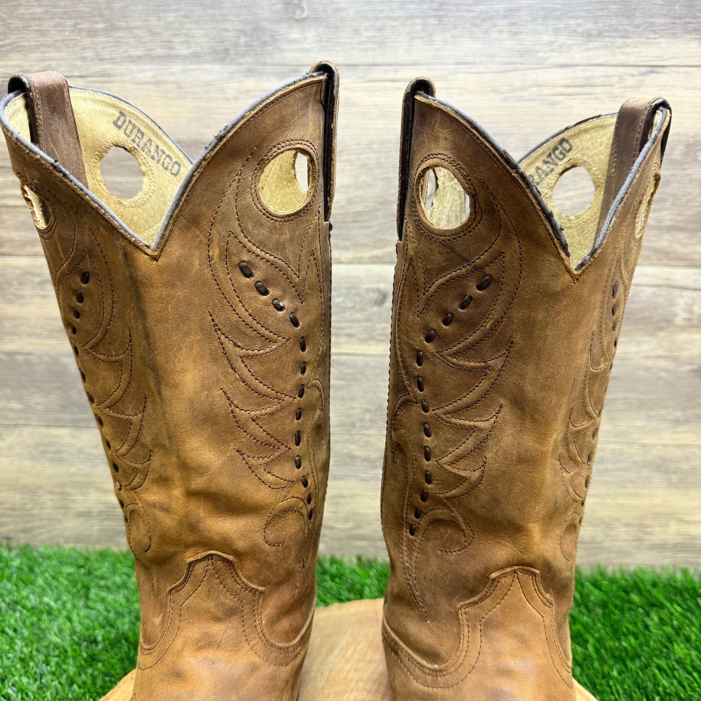 Durango Men - Size 8EE - Brown Whip Stitch Cowboy Boots DB582