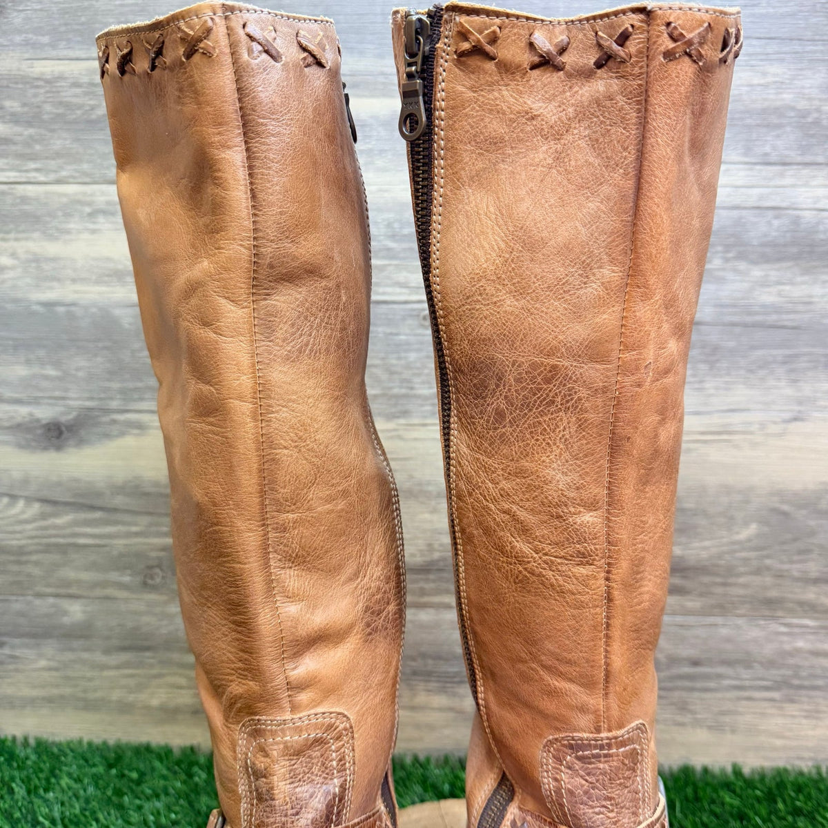 Bed Stu Women - Size 7.5 - Tan Cobbler Series Riding Dual Zipper Boots