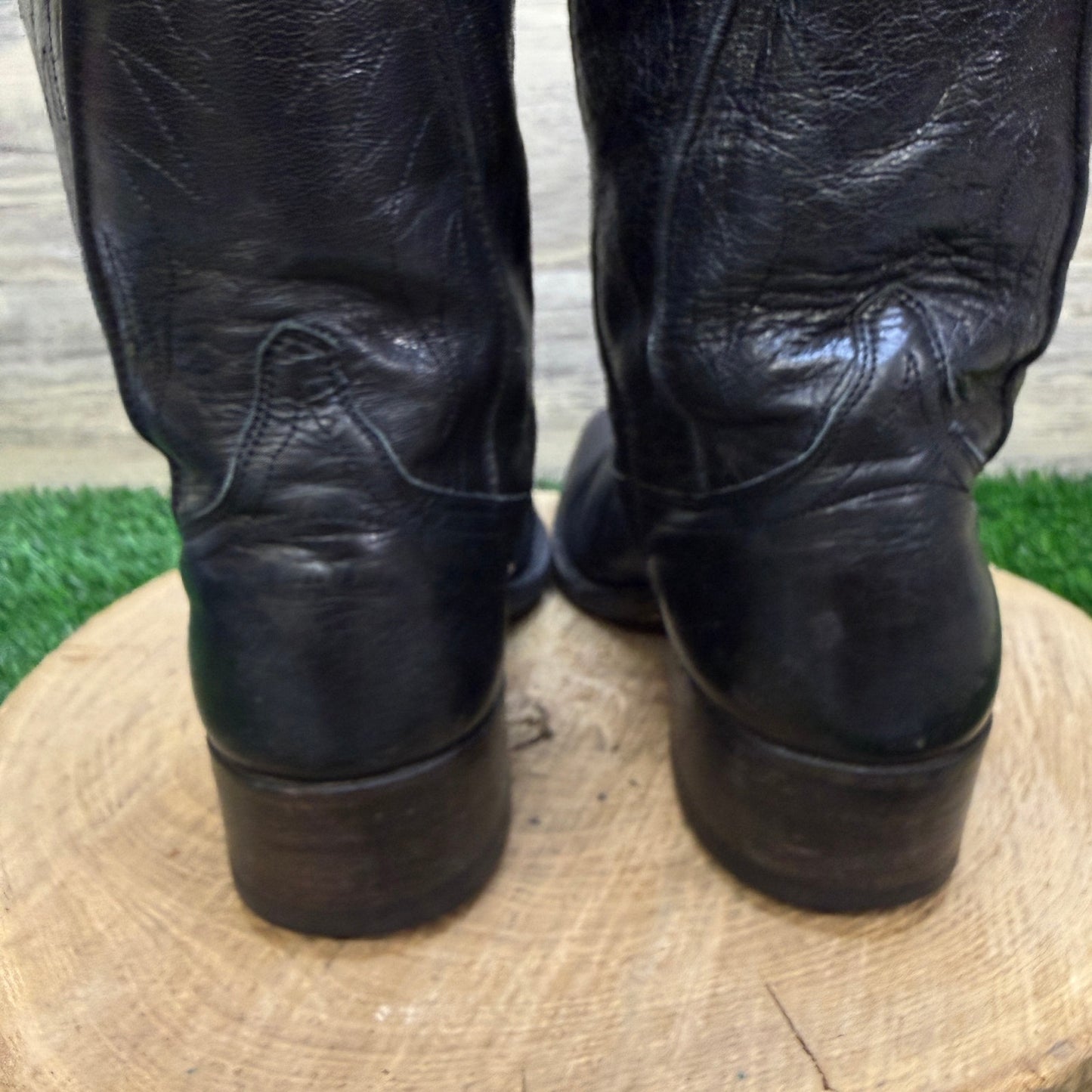 Dan Post Men - Size 8D - Vintage Black Goat Leather Cowboy Boots Style 6690