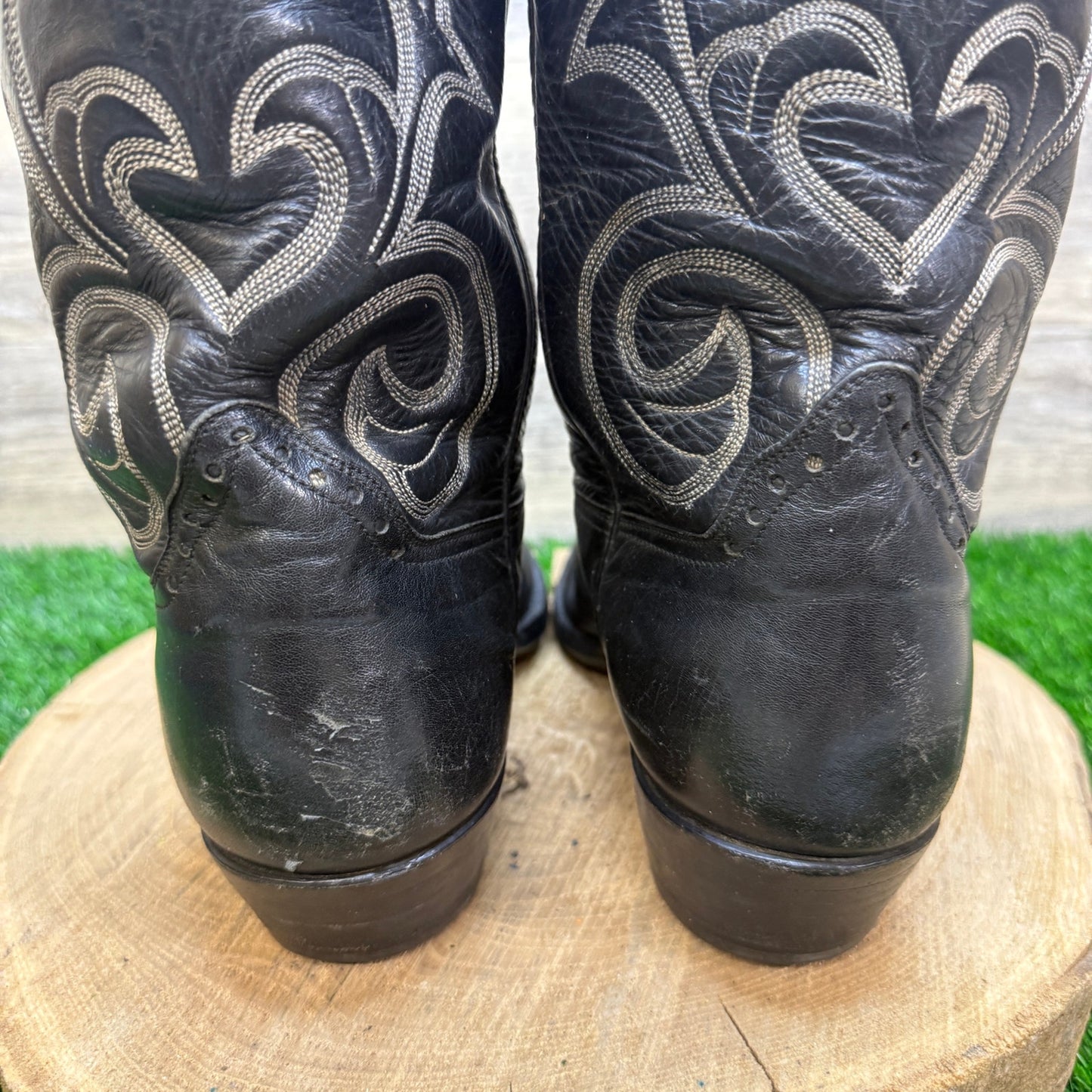 Hondo Boots Men - Size 10D - Vintage Black Western Cowboy Boots Style 90544