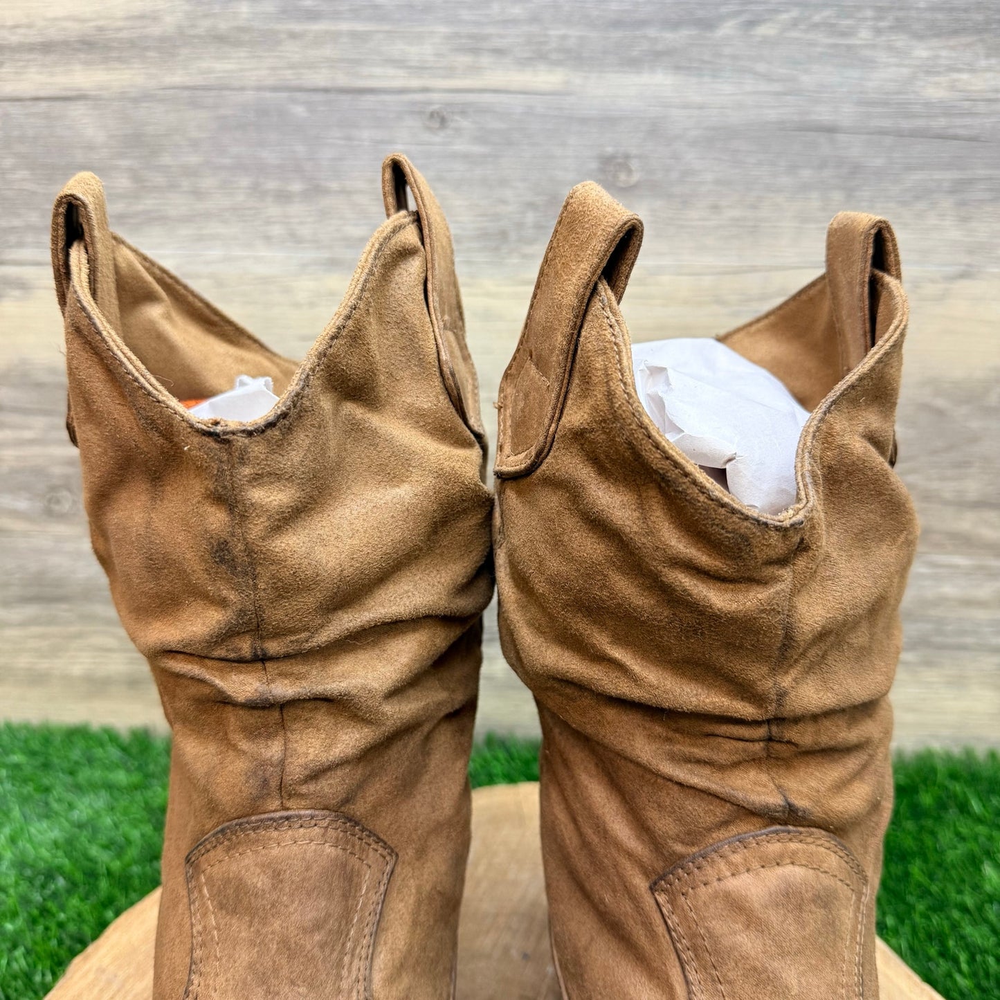 Rocket Dog Women - Size 9 - Tan Faux Suede Slouch Cowboy Boots 12625
