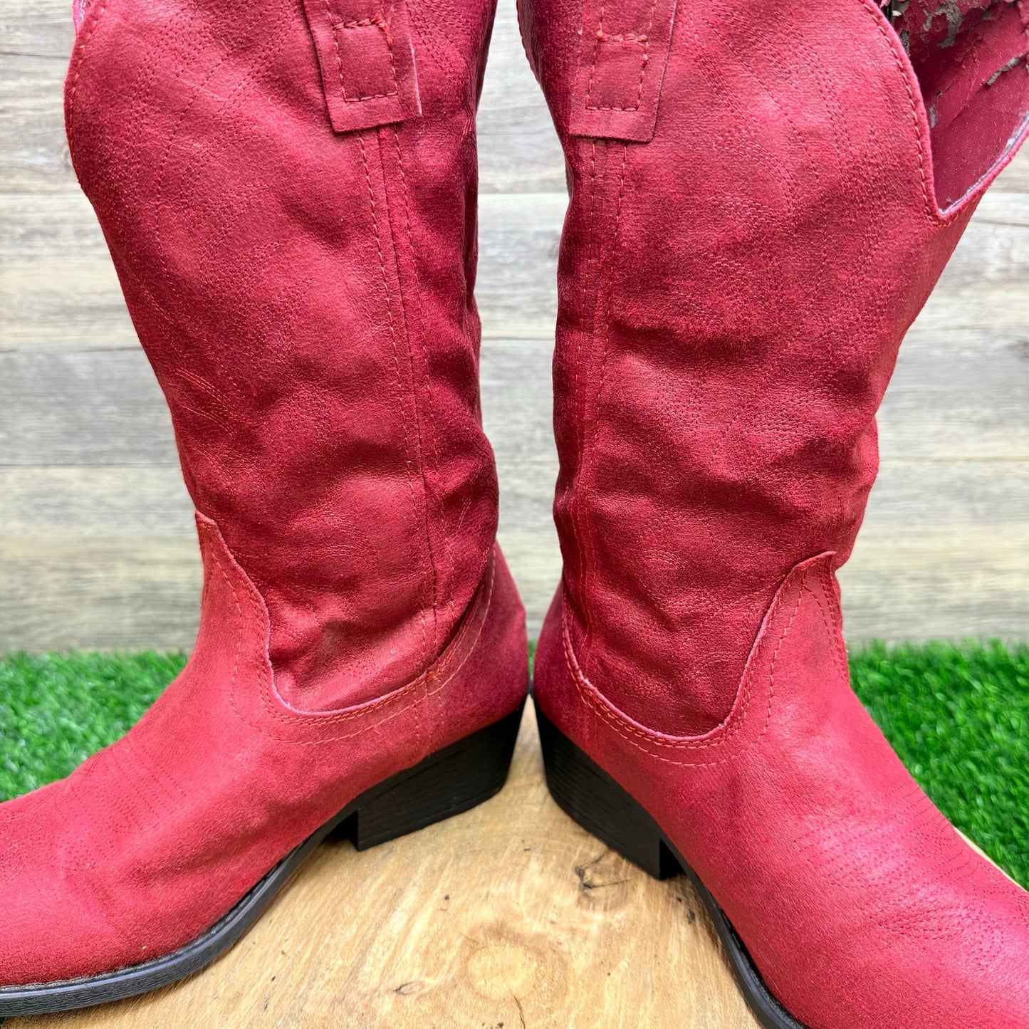 Rampage Women - Size 8M - Red Faux Soft Cowboy Boots Walden