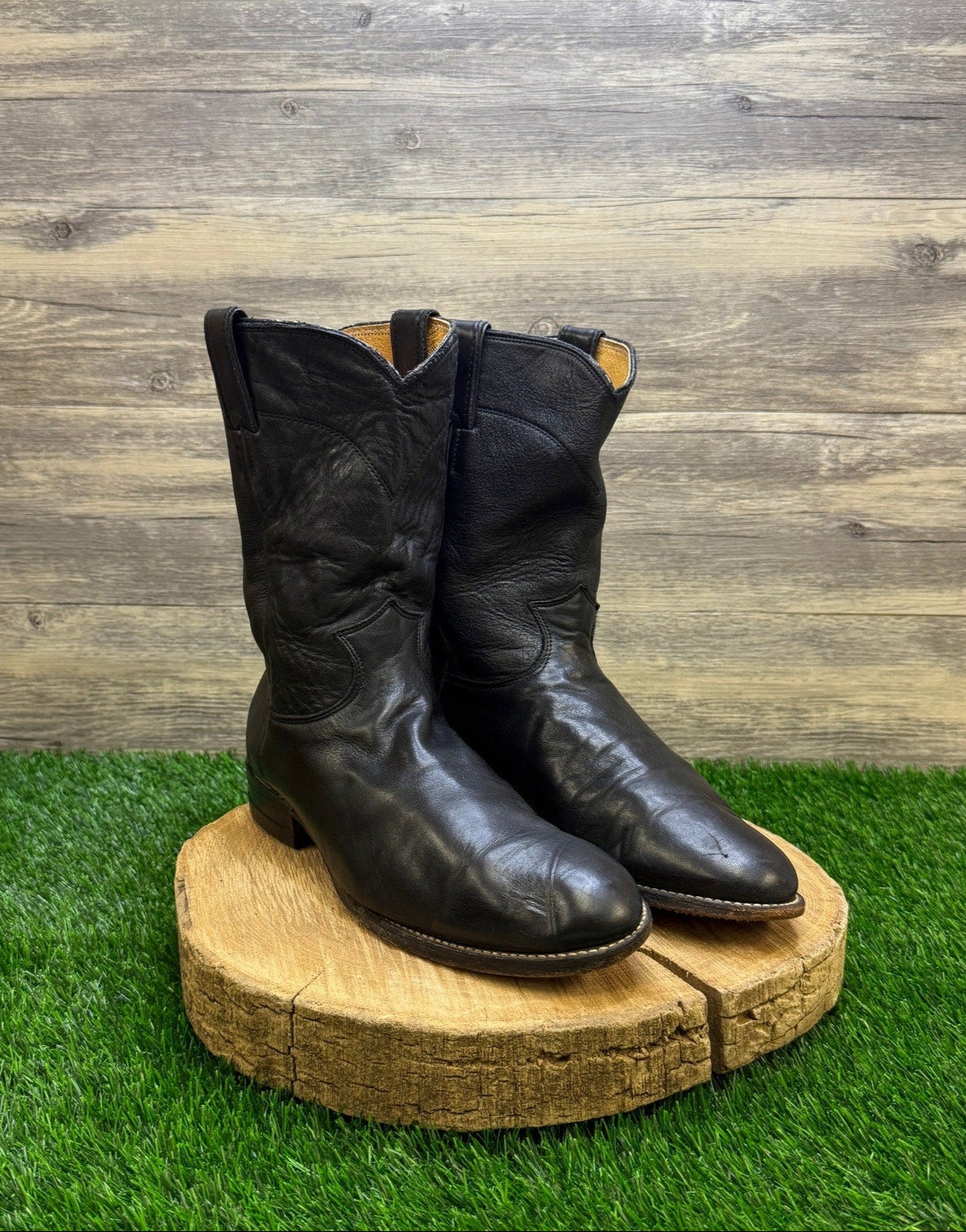 Justin Men - Size 10EE - Black Roper Cowboy Boots Style 3620