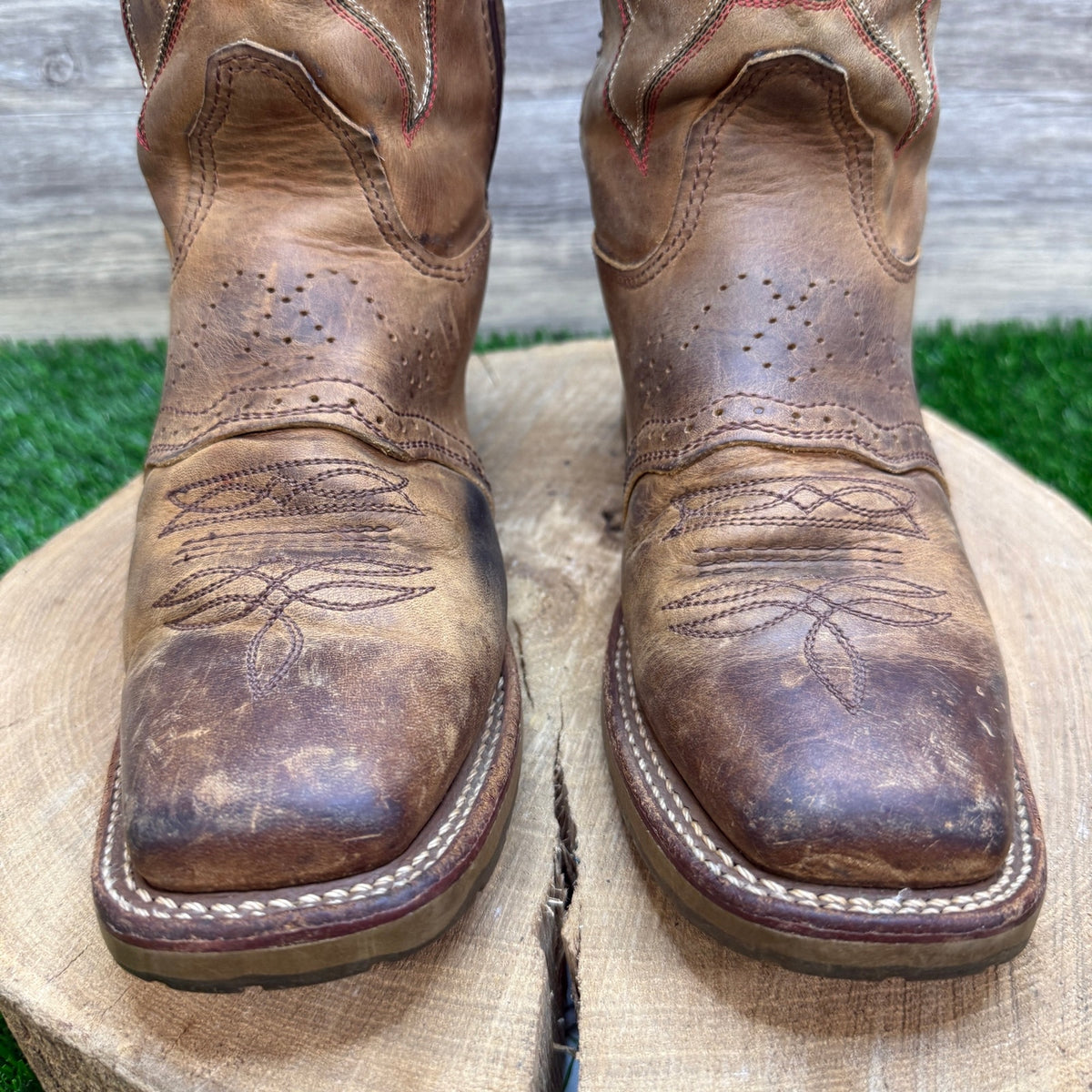Double H Women - Size 6.5M - Brown Square Toe Western Cowboy Boots Style DH5314