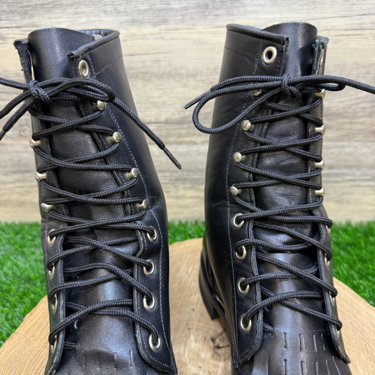 Justin Women - Size 8.5B - Vintage Black Lace Up Cowboy Boots Style L0506