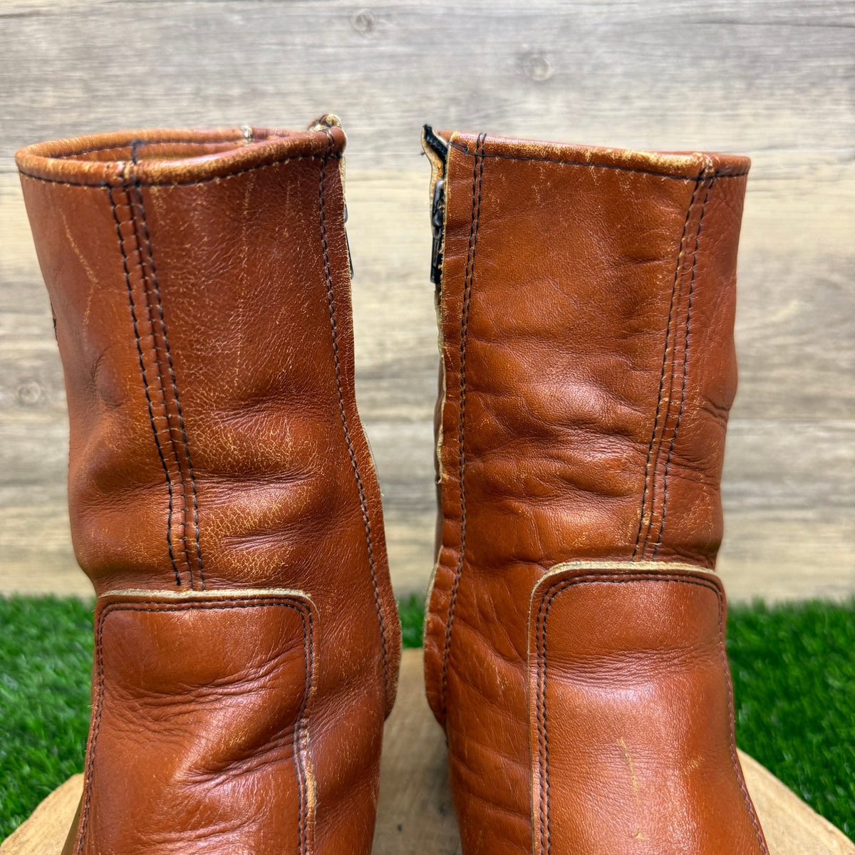 Wild Country Men - Size 12 - Cognac Leather Zipper Ankle Western Cowboy Boots