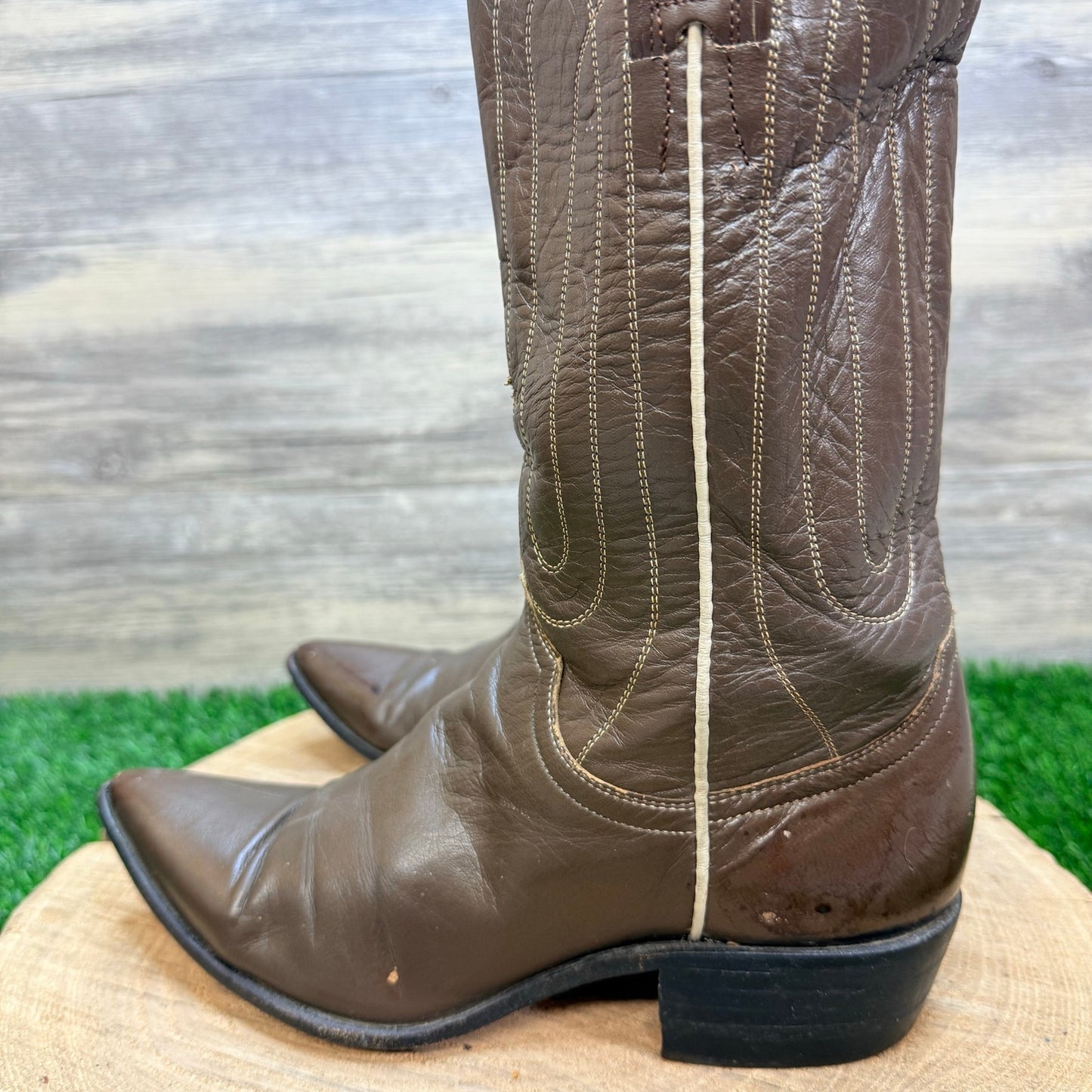 Justin Women / Youth - Size 5C / 1.5 - Vintage Brown Western Cowboy Boots L-4003