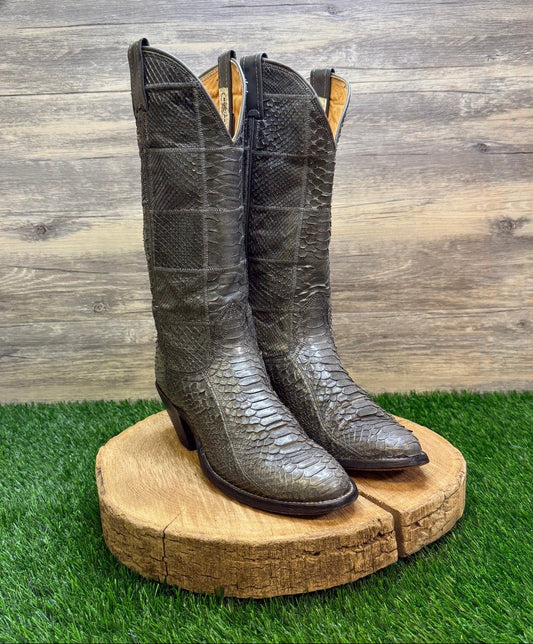 Nocona Men/Women - Size 6/7 - Vintage Gray Snakeskin Cowboy Boots E7599