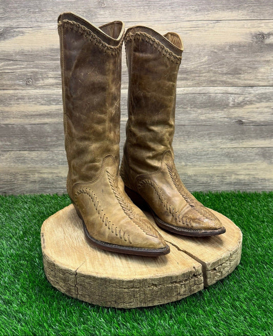 Zodiac Women - Size 9 - Vintage Tan Whip Stitch Cowboy Boots