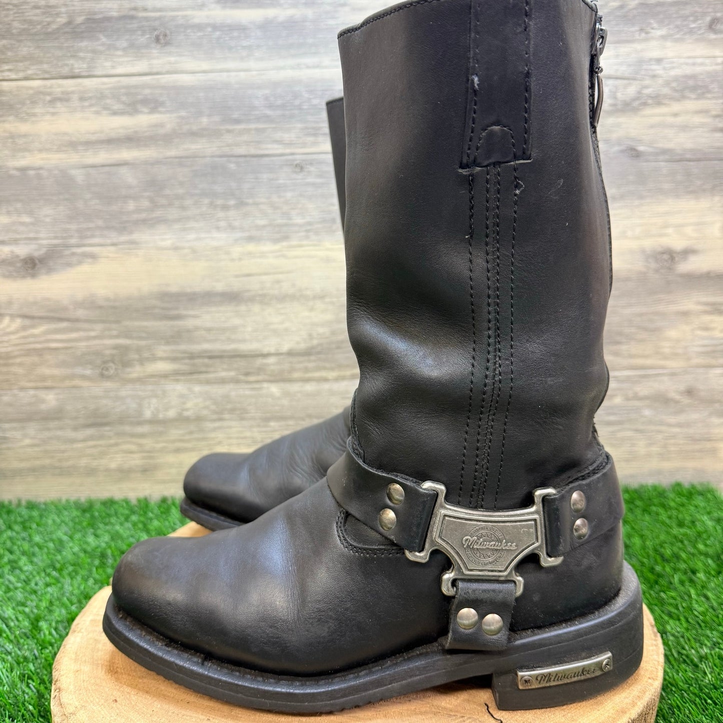 Milwaukee Men - Size 8D - Black Harness Moto Riding Boots MB410