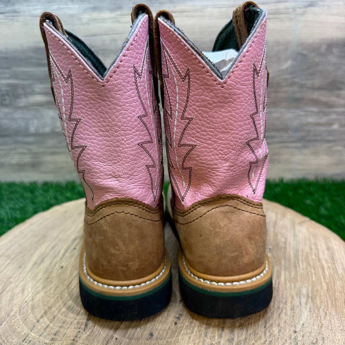 John Deere Youth - Size 12M - Pink/Tan Western Cowboy Boots Style JD2185