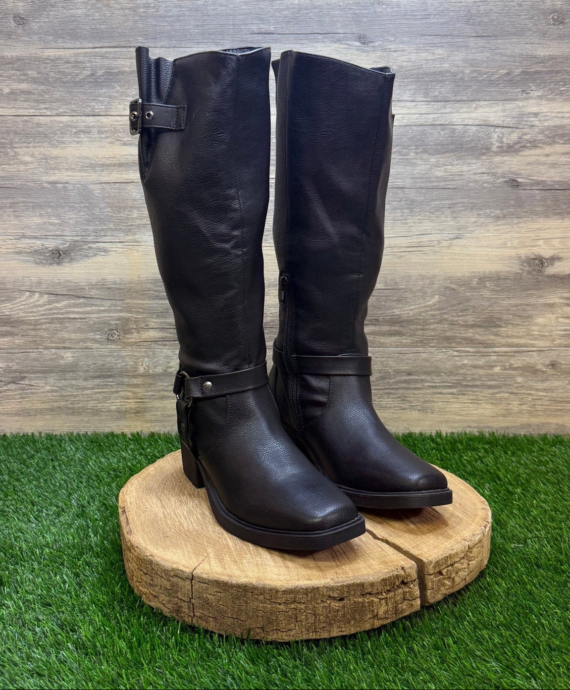 True Craft Women - Size 7M - Black Tall Faux Suede Boots Style Biddi