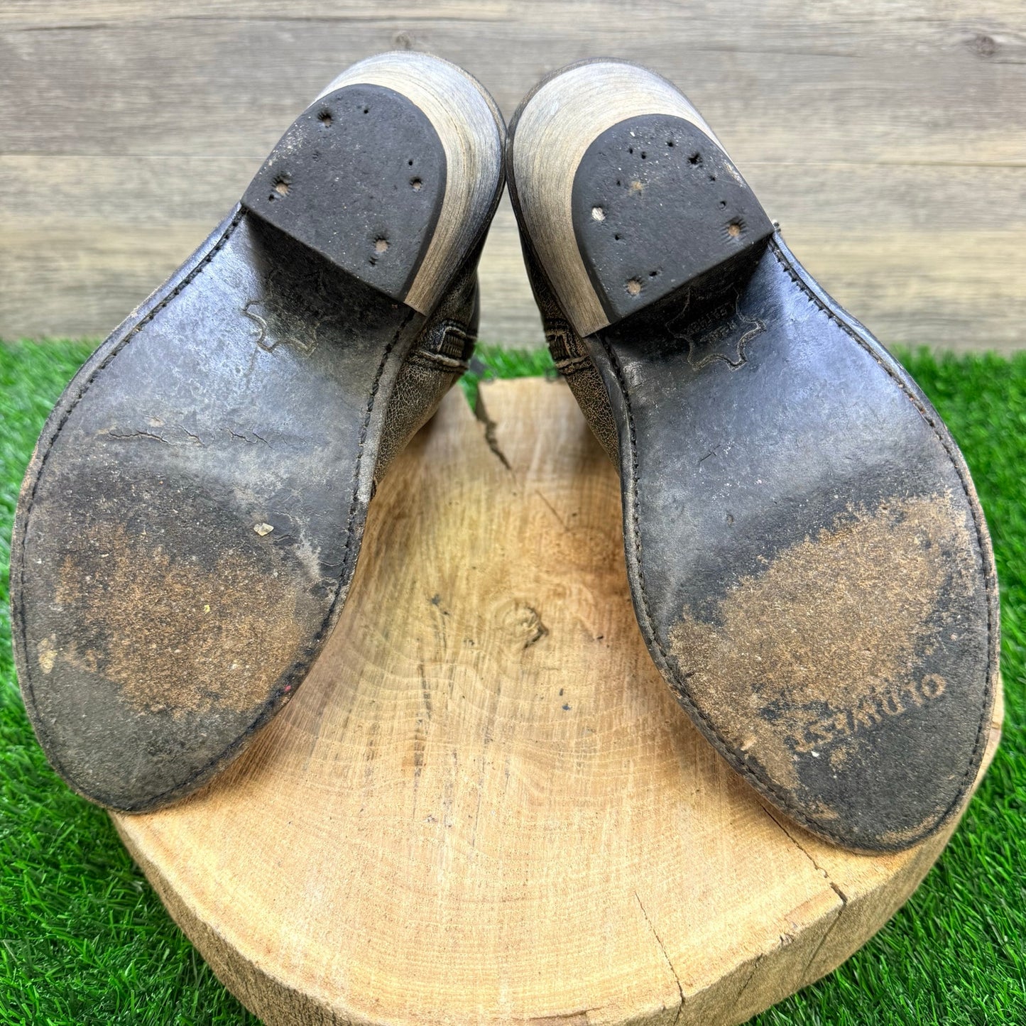 Old West Women - Size 5.5 - Distressed Black Zipper Boots 18152