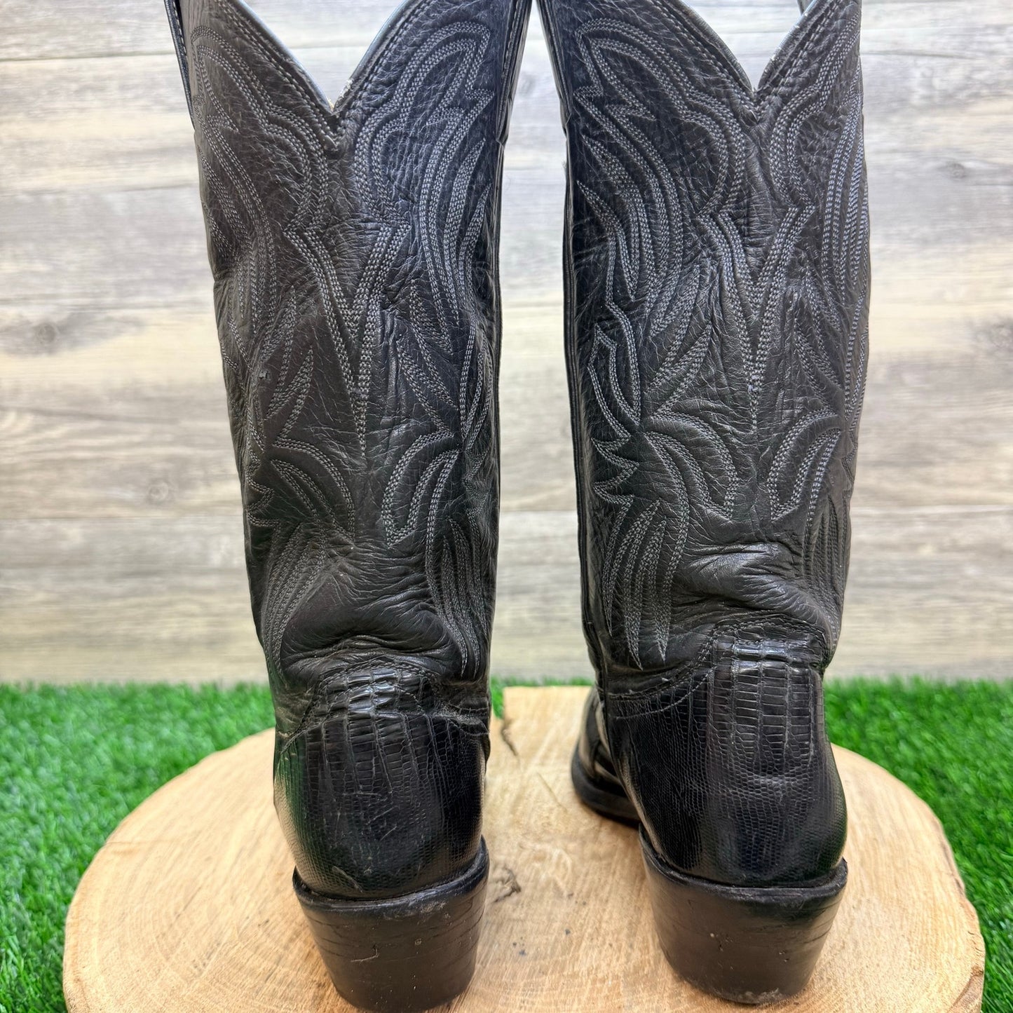 Justin Women - Size 5.5B - Vintage Black Lizard Western Cowboy Boots L4705