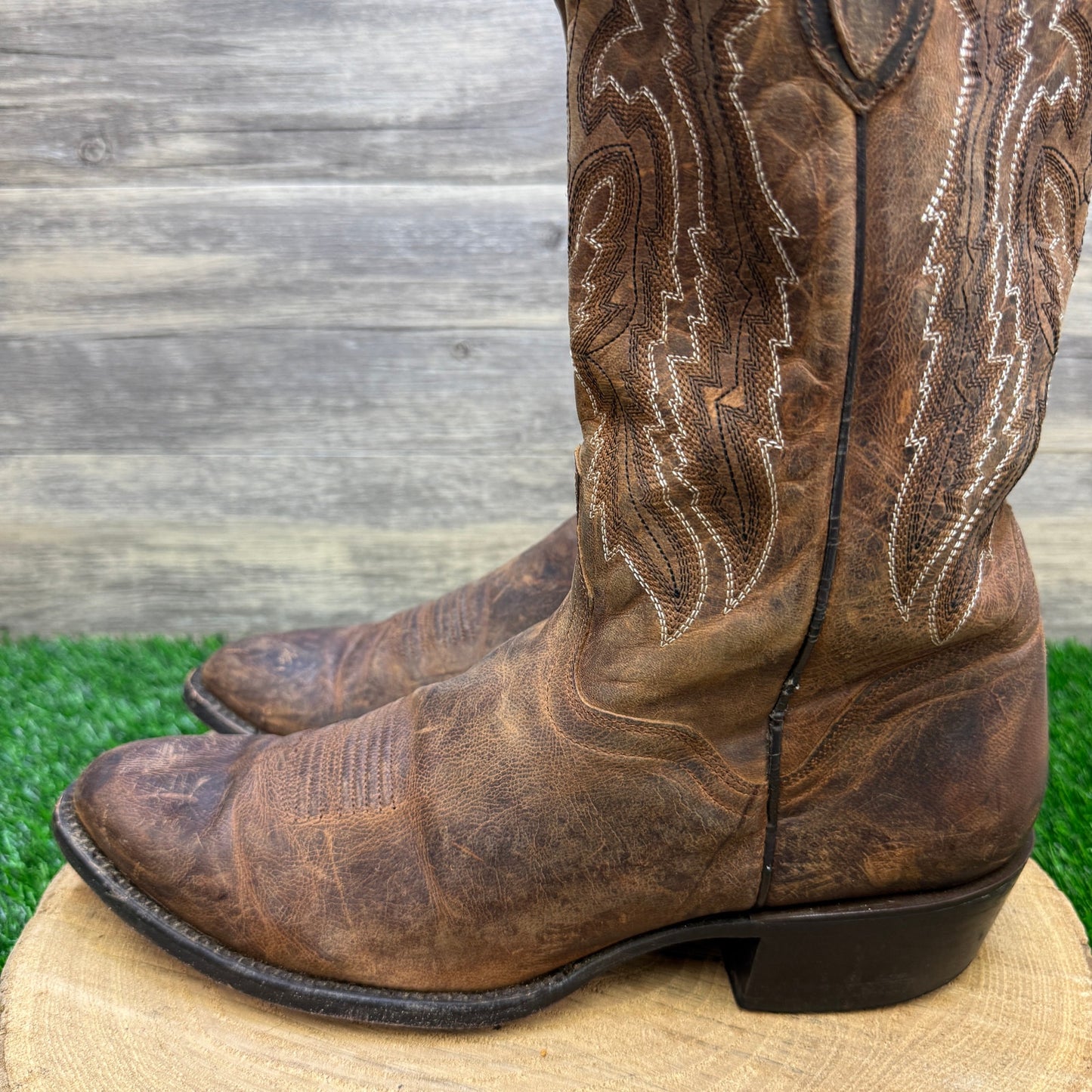 JB Dillon Men - Size 10D - Brown Goat Skin Cowboy Boots Style JBM3205
