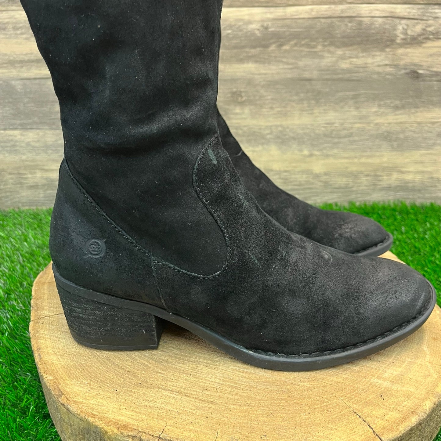 Born Women - Size 9M - Black Suede Tall Shaft Zipper Boots Style F35209