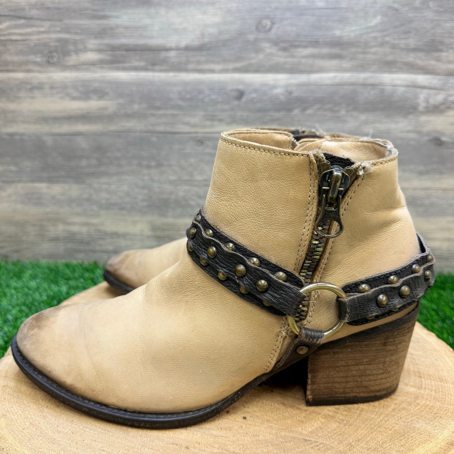 OTBT Women - Size 9.5 - Tan Studded Ankle Boots Emery