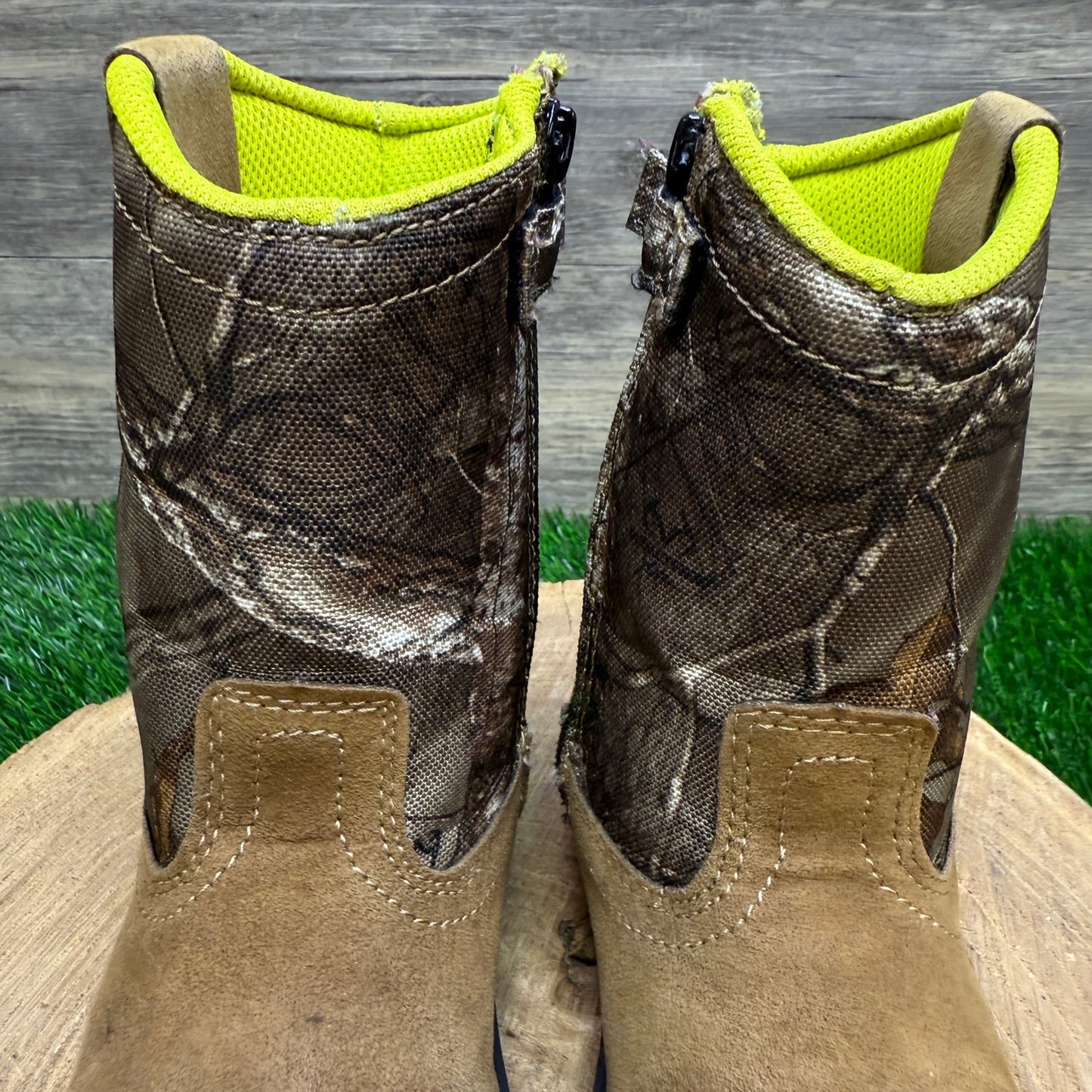 Magellan Youth - Size 12D - Tan/Camo Faux Leather Boots Style 1575