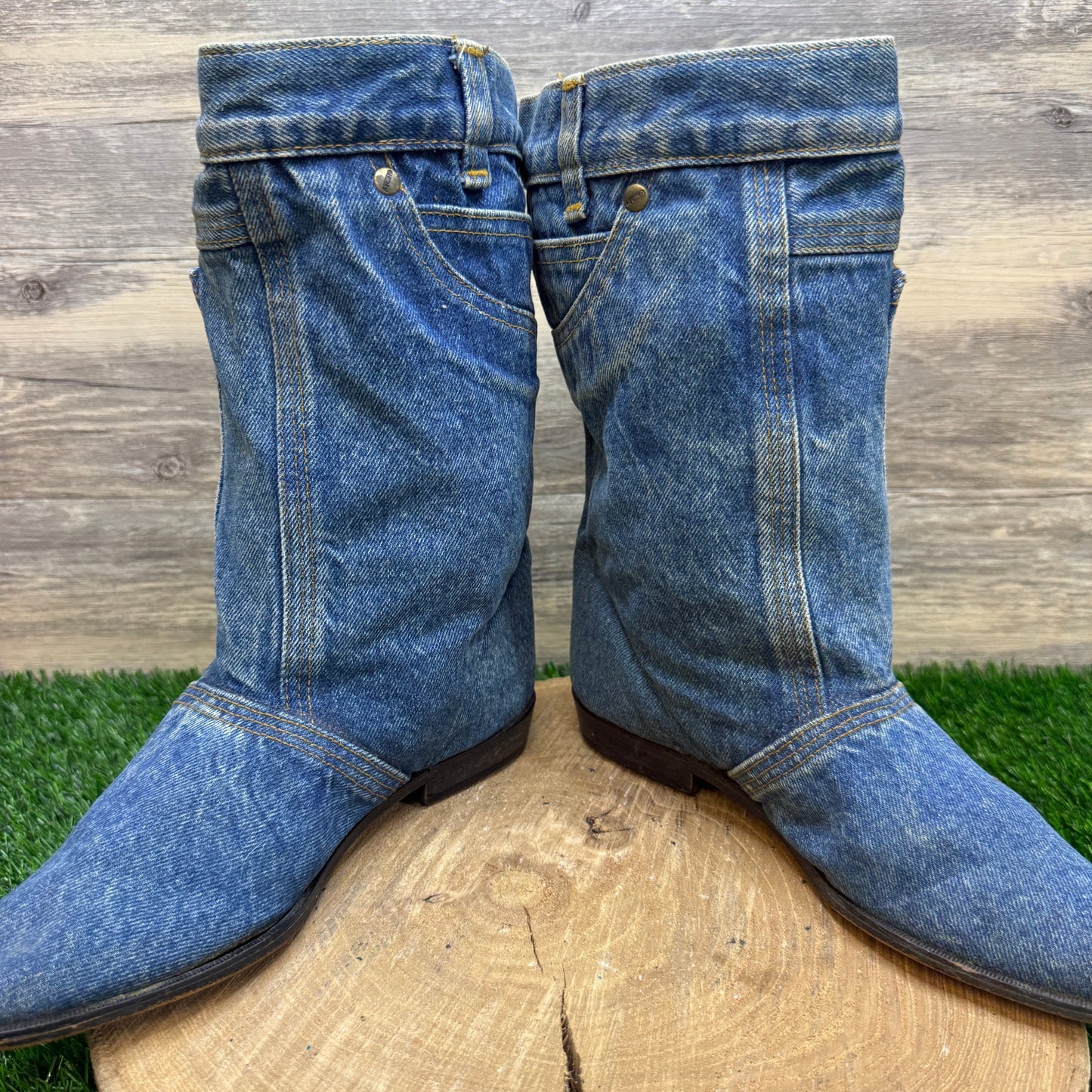 Azamra Women - Size 8M - Vintage 80s Blue Jean Israel Made Boots