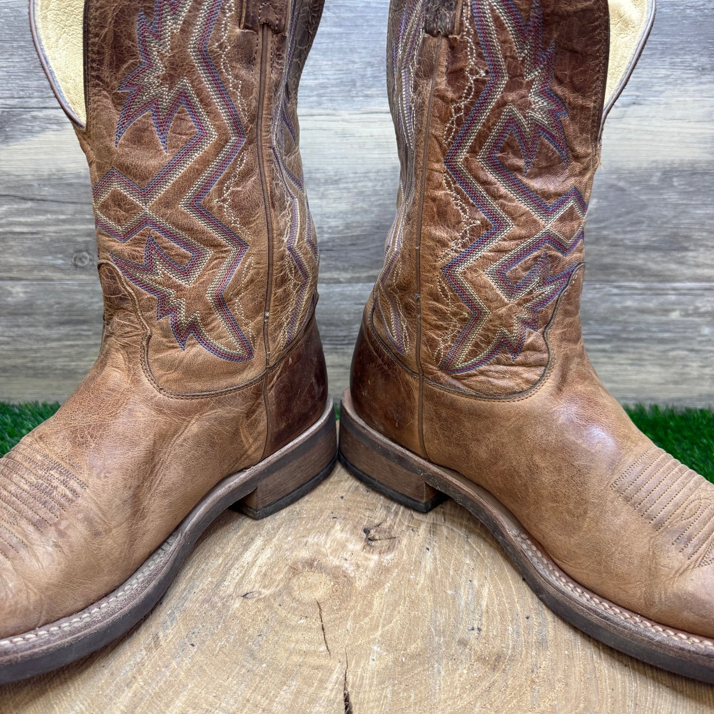 Nocona Men - Size 9D - Tan Square Toe Western Cowboy Boots Style MD5220