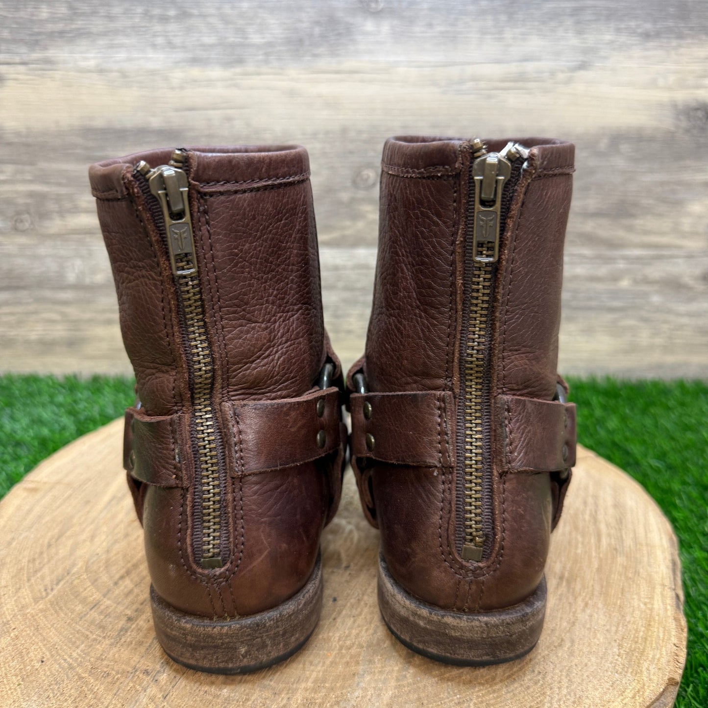 Frye Women - Size 7.5B - Chocolate Phillip Harness Ankle Boots 76870