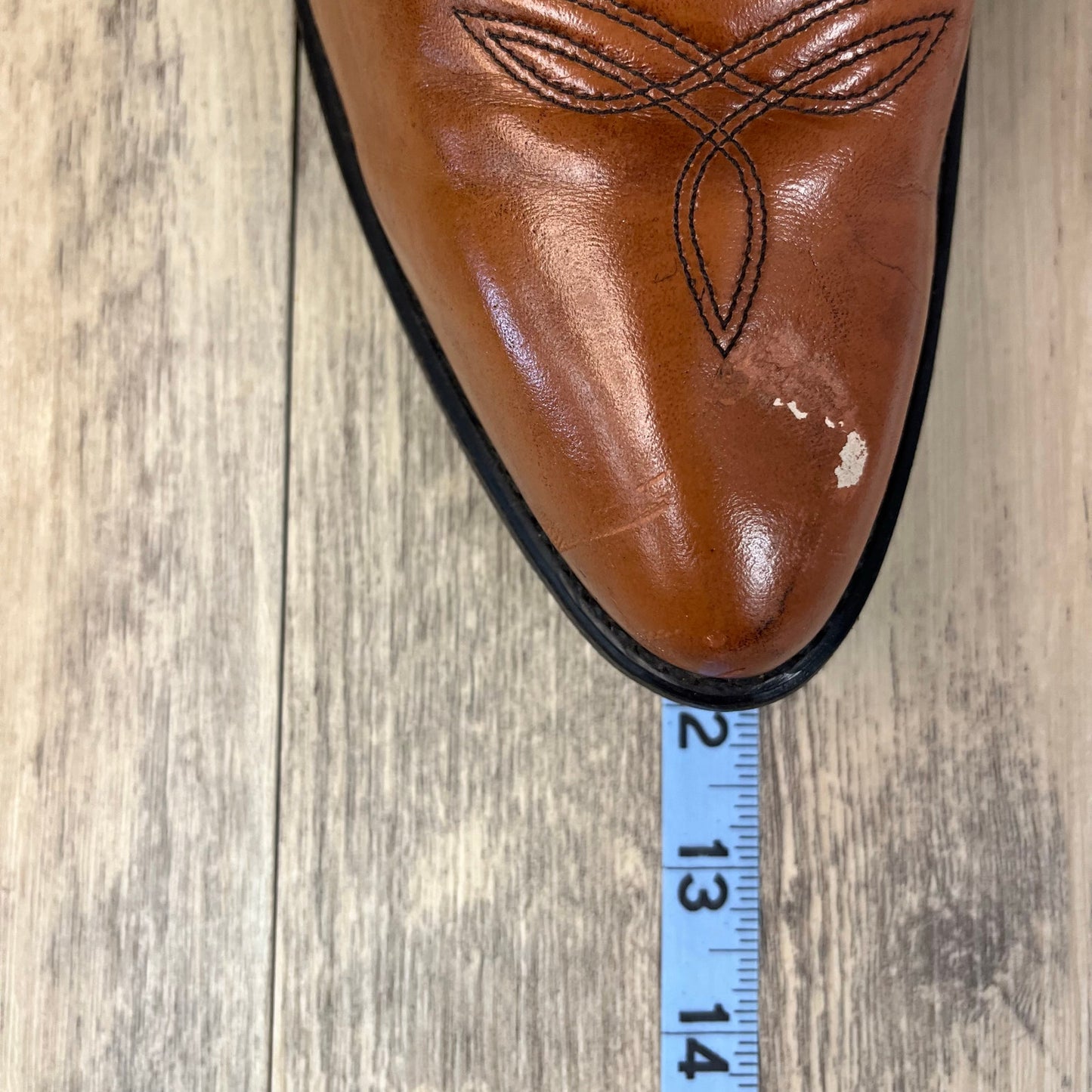 Acme Men - Size 10.5D - Vintage Cognac Faux Leather Cowboy Boots Style 604