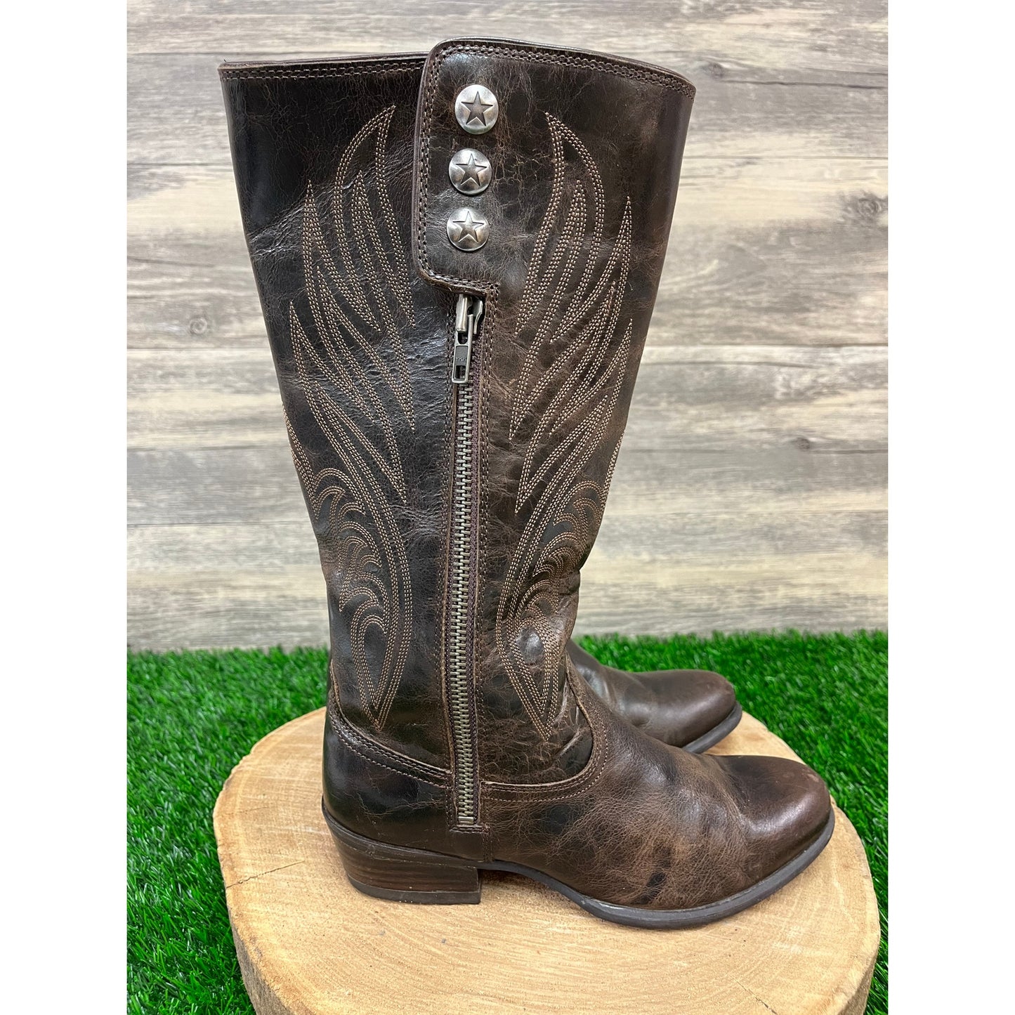 Ariat Women - Size 6B - Brown Zipper Tall Shaft Cowboy Boots Style 10012885