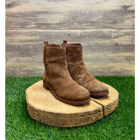 Tory Burch Women - Size 6M - Brown Alaina Suede Ankle Zipper Boots 31128313