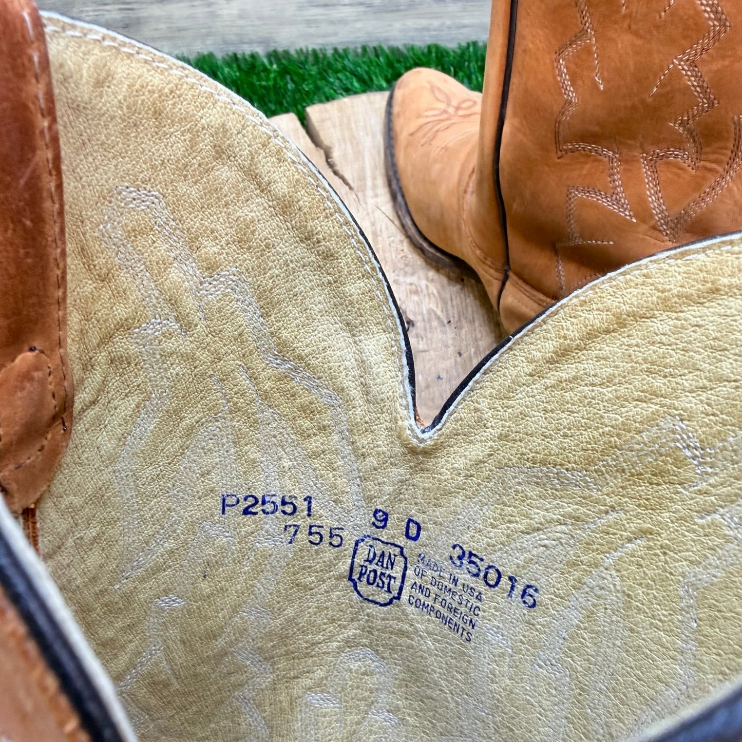 Dan Post Men - Size 9D - Tan Marlboro Western Cowboy Boots P2551