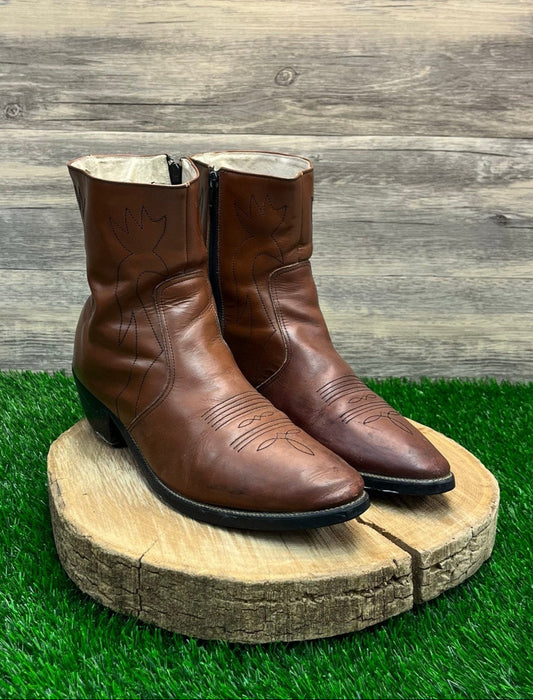 Ponderosa Men - Size 11W - Brown Faux Leather Ankle Zipper Boots