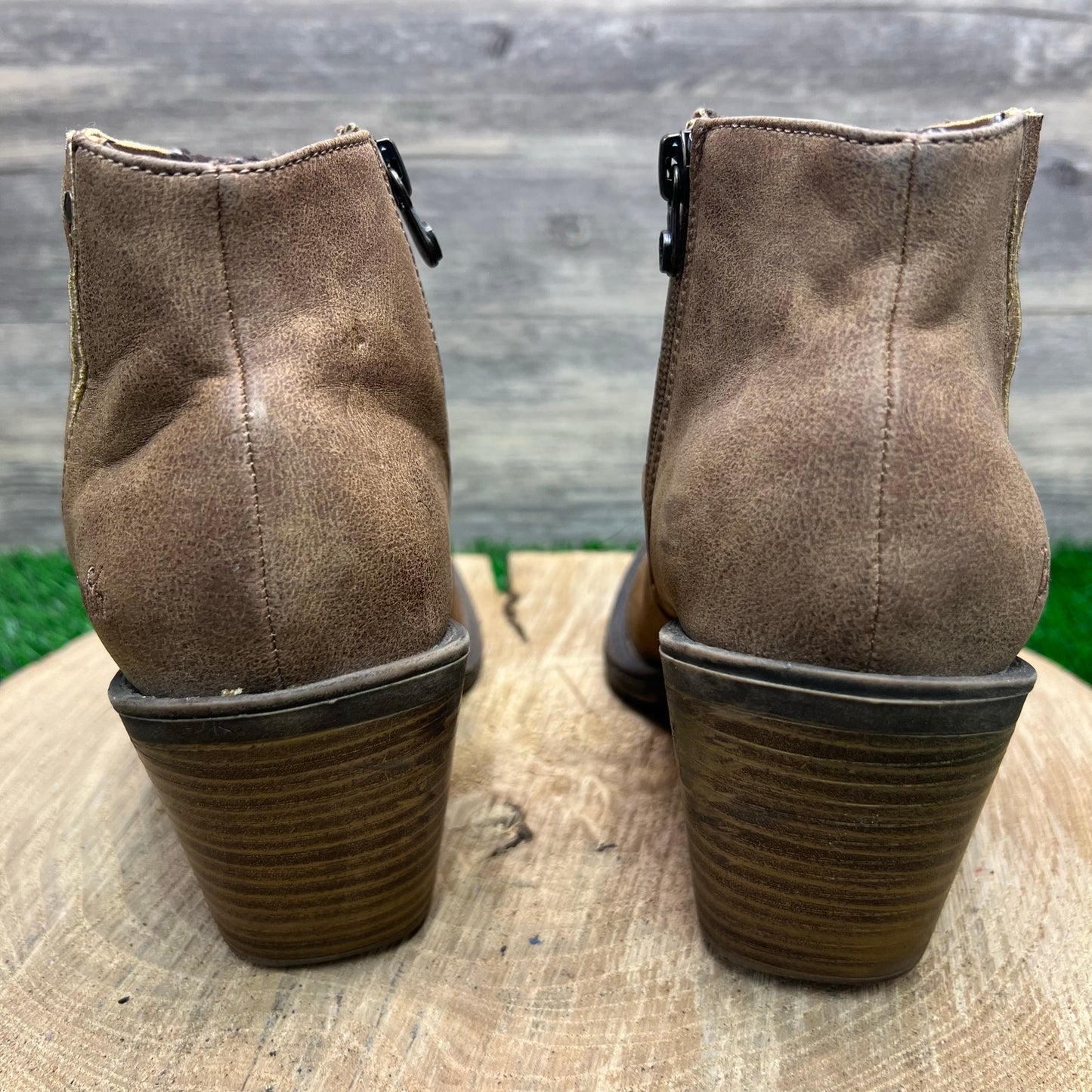 Blowfish Women - Size 8 - Brown Malibu Vegan Zipper Ankle Boots