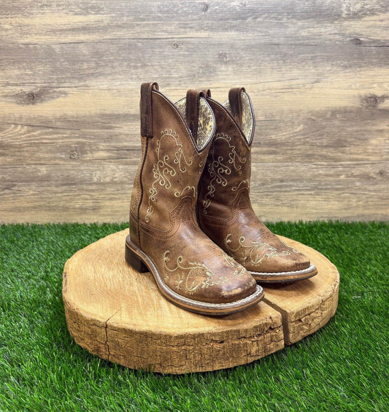 Smoky Mountain Youth - Size 12R - Brown Floral Square Toe Cowboy Boots 3845C