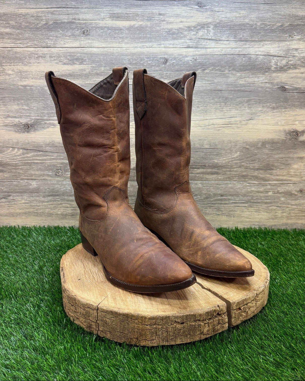 Zodiac Men - Size 9.5M - Vintage Brown Western Cowboy Boots Style 9603