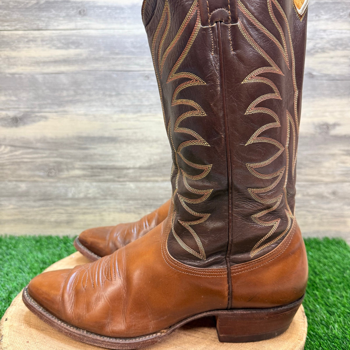 Nocona Men - Size 10.5D - Vintage Brown Two Tone Western Cowboy Boots 4782