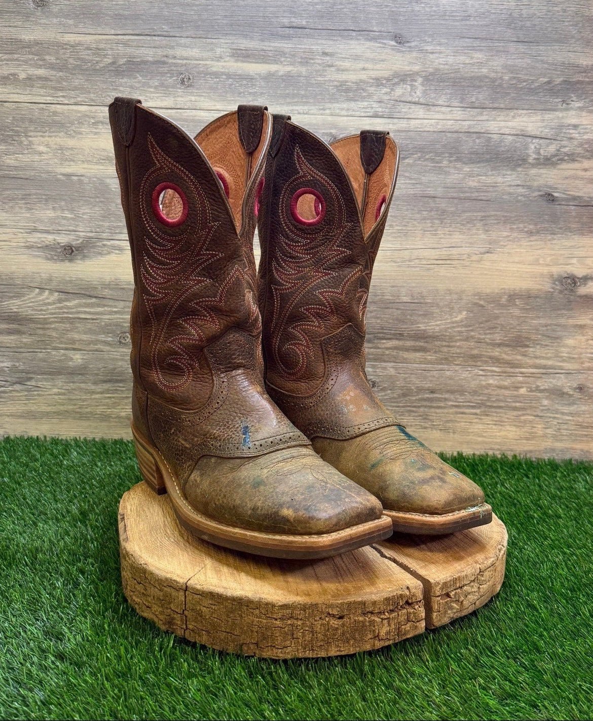Ariat Men - Size 13D - Brown/Red Square Toe Western Cowboy Boots Style 10012788