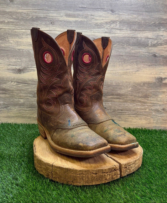 Ariat Men - Size 13D - Brown/Red Square Toe Western Cowboy Boots Style 10012788
