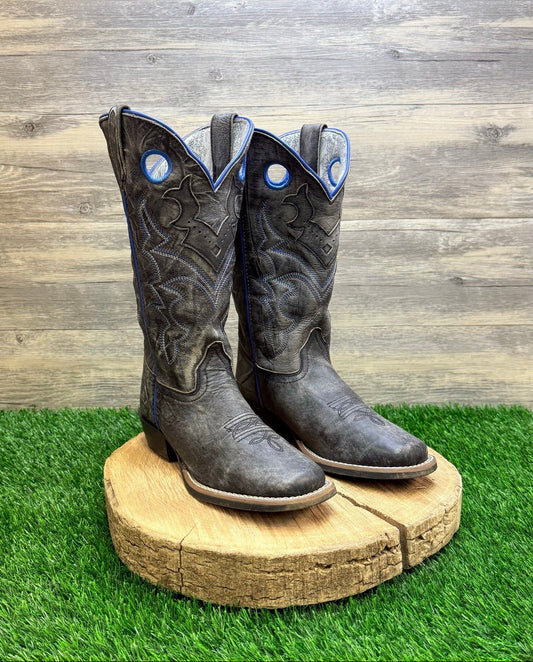 Smoky Mountain - Size 5R - Distressed Black / Blue Square Cowboy Boots 3944Y