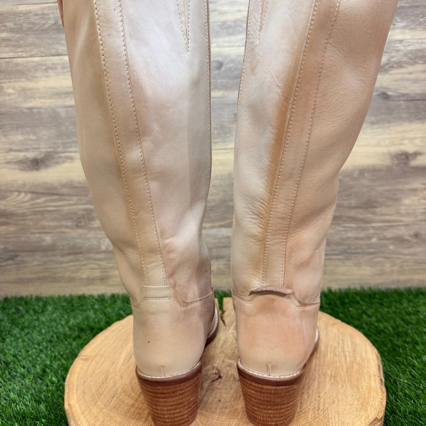 Diba True Women - Size 8M - Iridescent Cream Tall Zipper Boots Fig Garden
