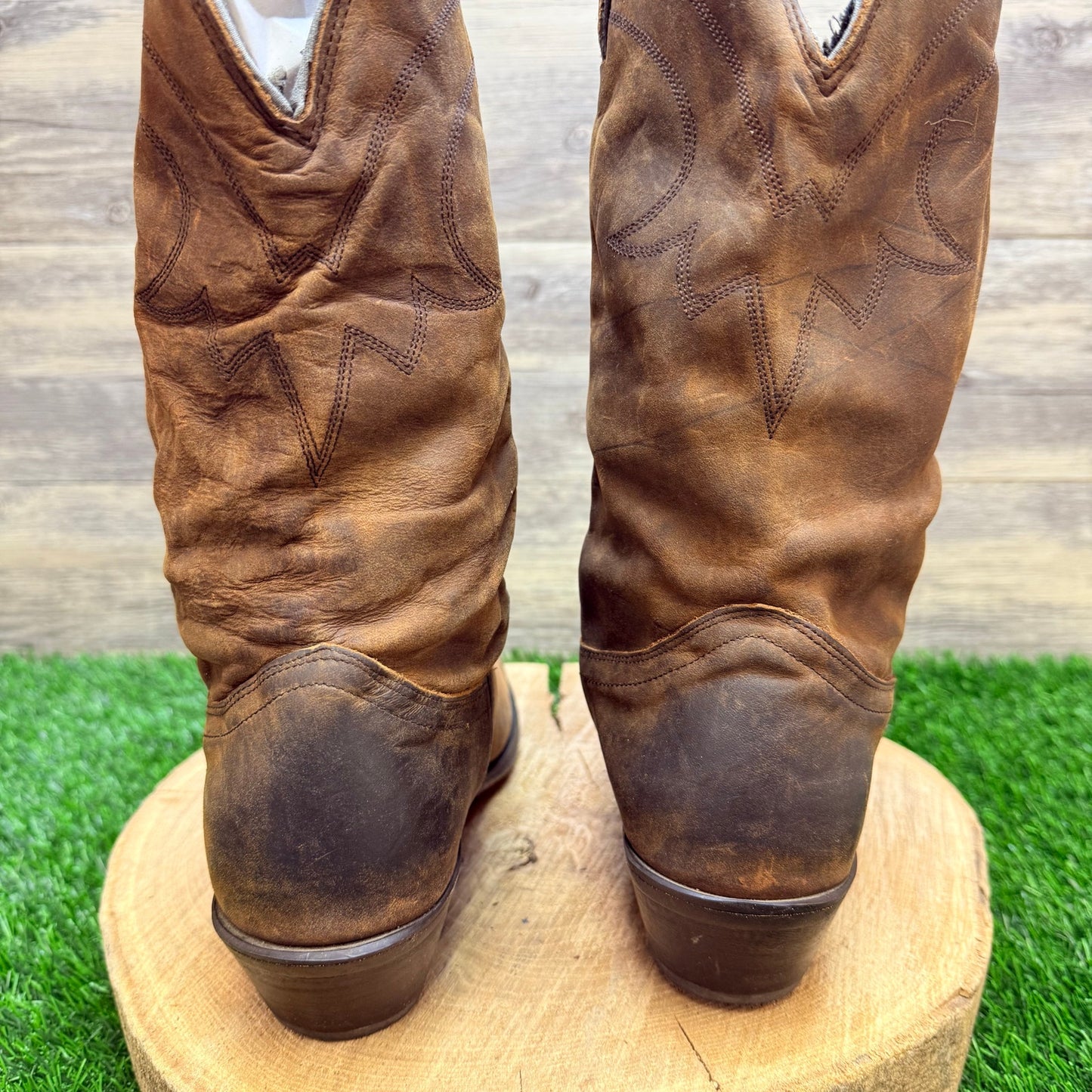 Road Wolf Women - Size 10M - Brown Cowboy Boots with Toe Plate 2232