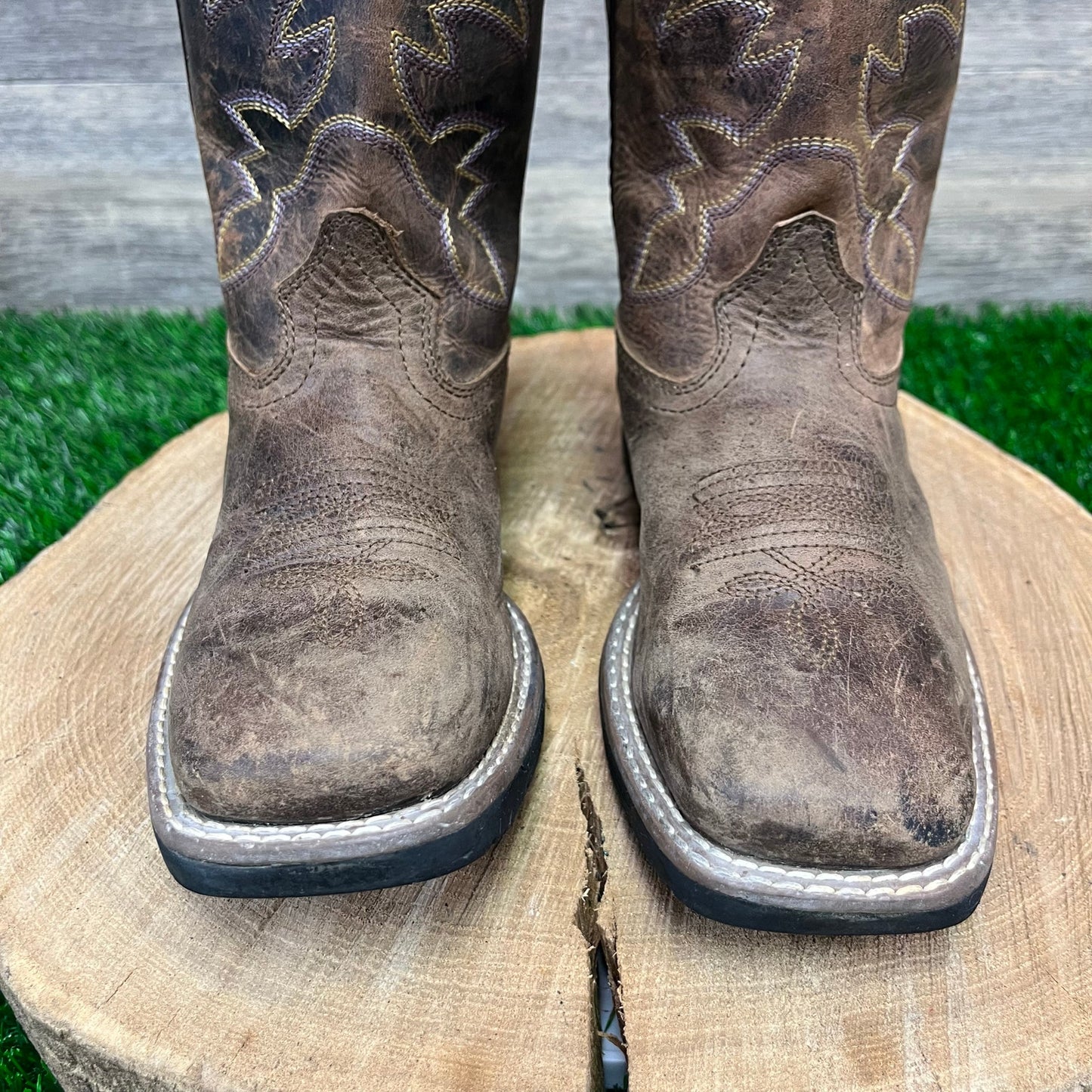 Smoky Mountain Youth - Size 3R - Brown/Purple Square Toe Cowboy Boots 3894C