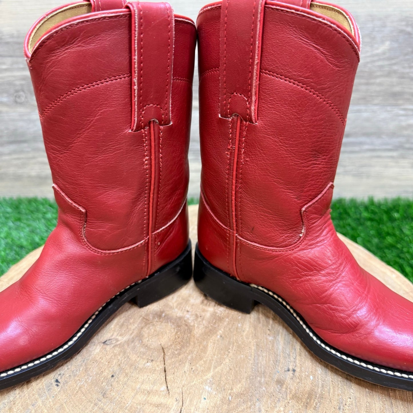 Justin Youth - Size 9B - Red Roper Western Cowboy Boots 3035