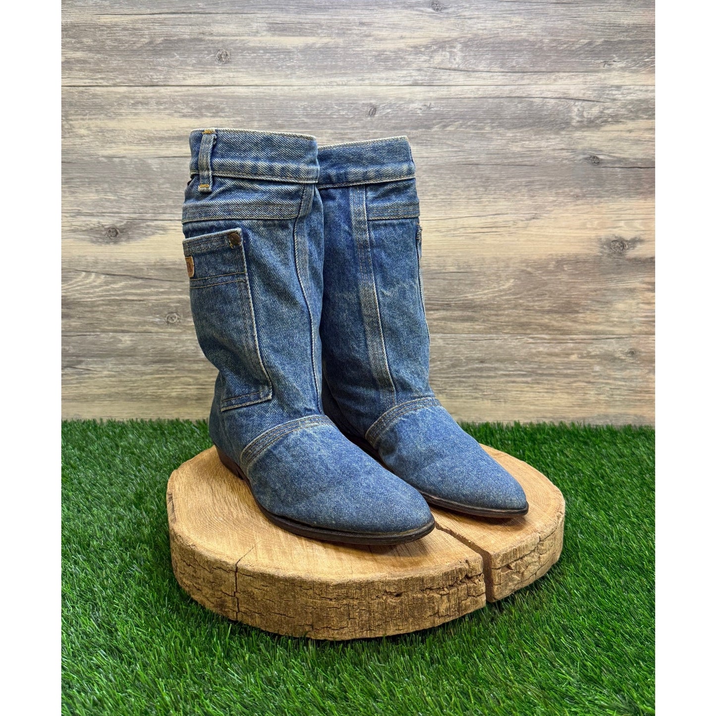 Azamra Women - Size 8M - Vintage 80s Blue Jean Israel Made Boots