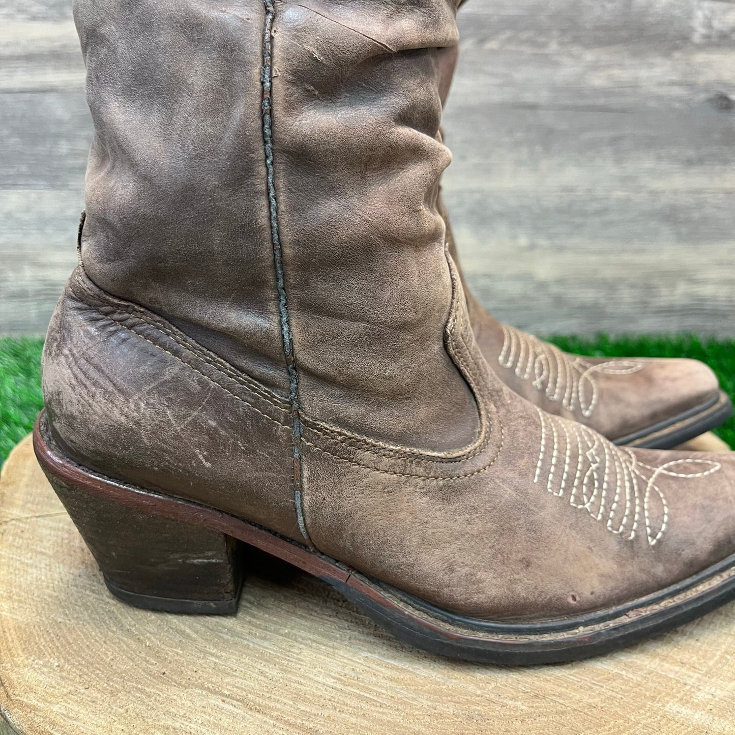 Steve Madden Women - Size 6.5M - Brown Slouch Snip Toe Cowboy Boots