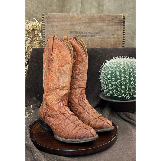 Rayo de Plata Women - Size 5.5 - Brown Faux Gator Cowboy Boots