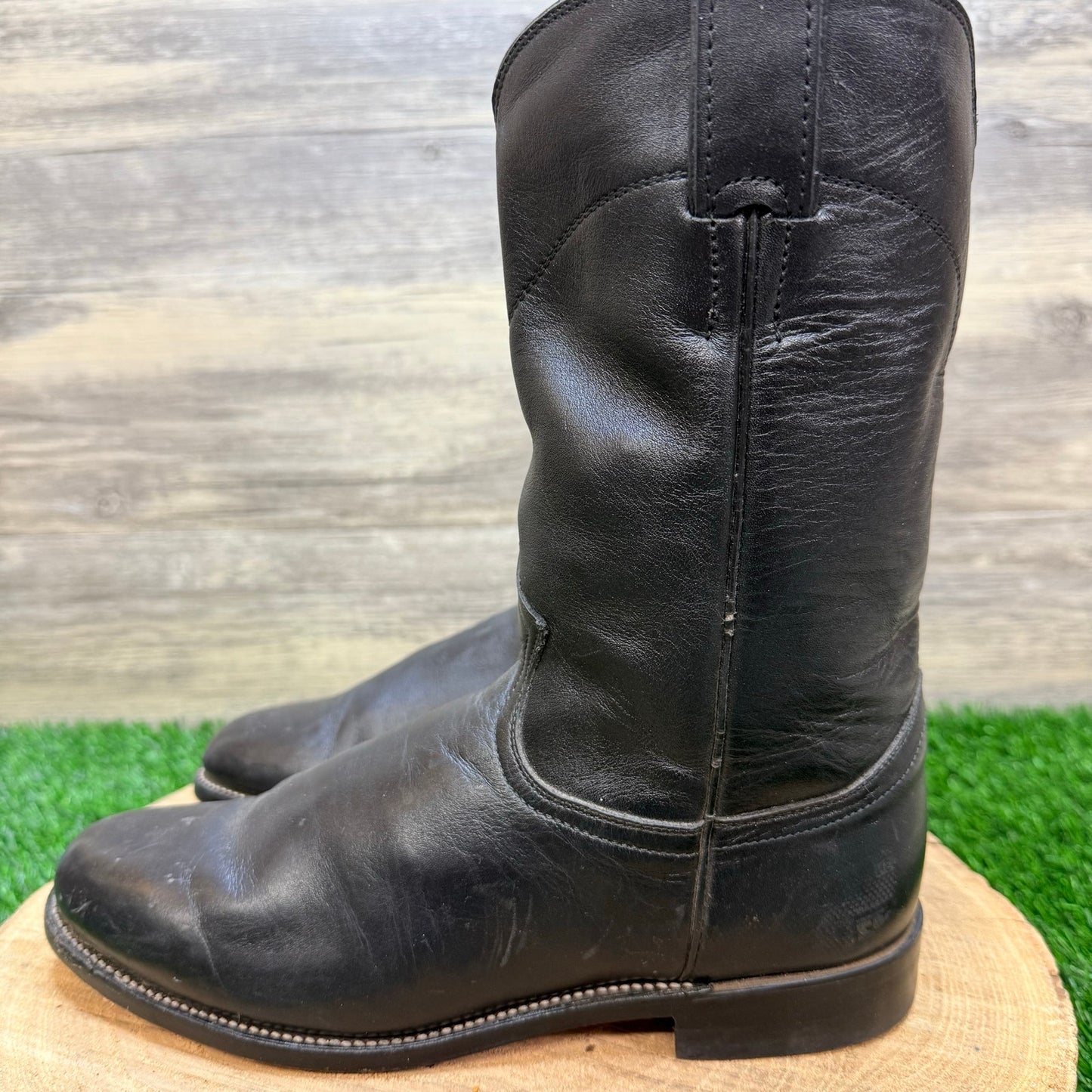 Justin Women - Size 7C - Vintage Black Roper Western Cowboy Boots Style L3703