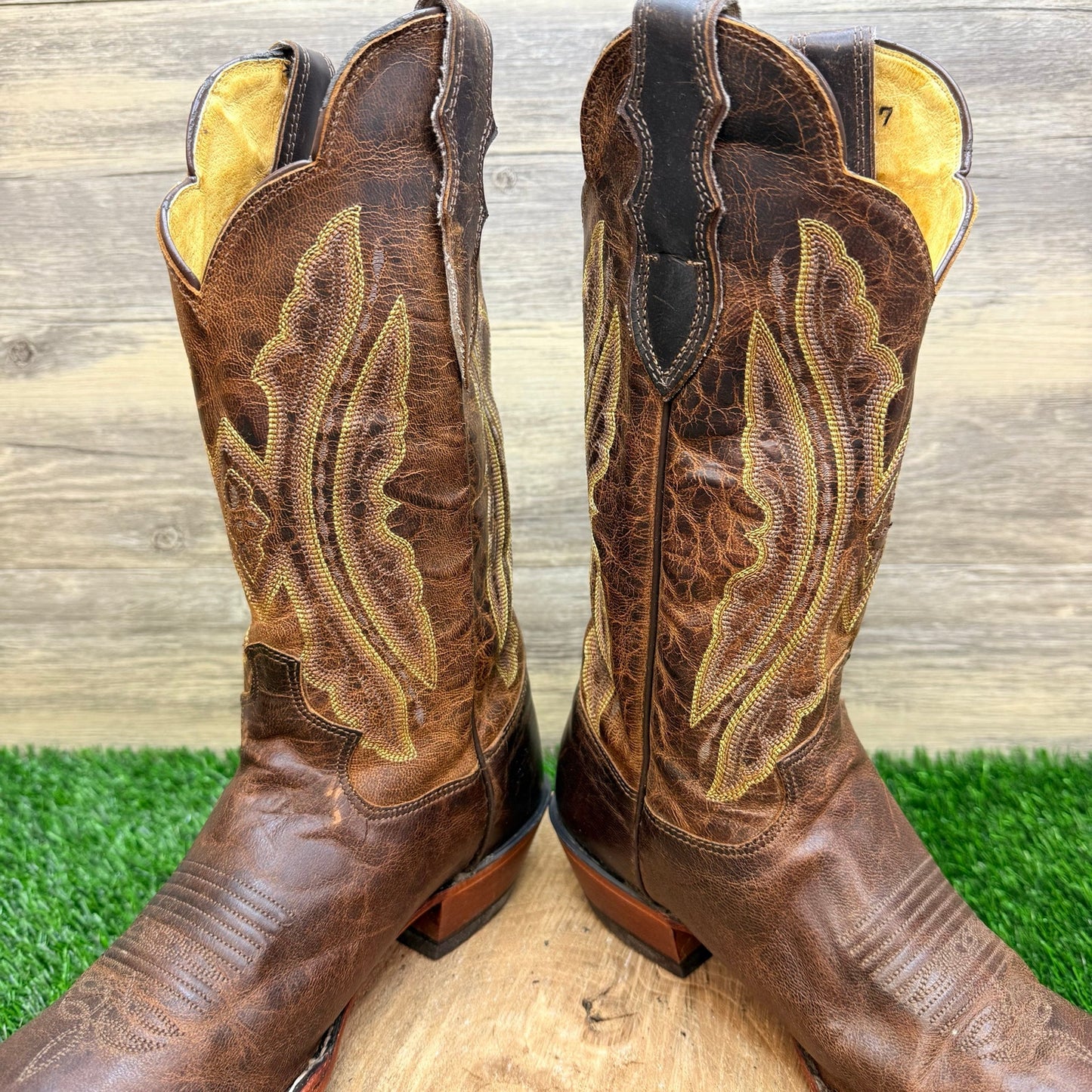 Justin Women - Size 7.5M - Chocolate Square Toe Western Cowboy Boots L2680