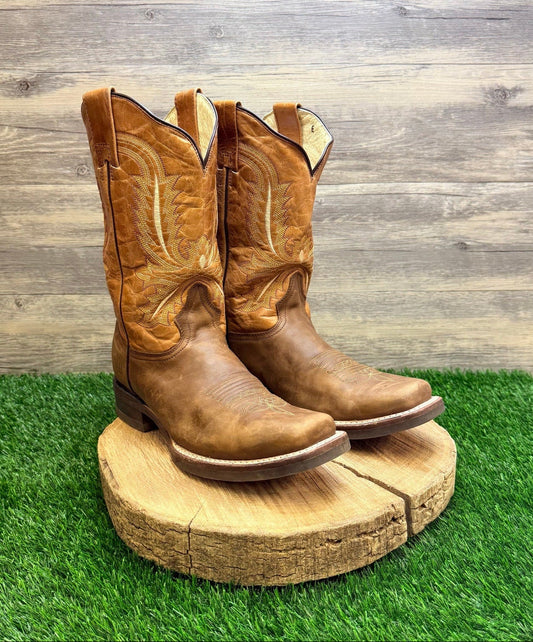 Cuatralba Men - Size 9.5EE - Tan / Brown Square Toe Cowboy Boots 7423002